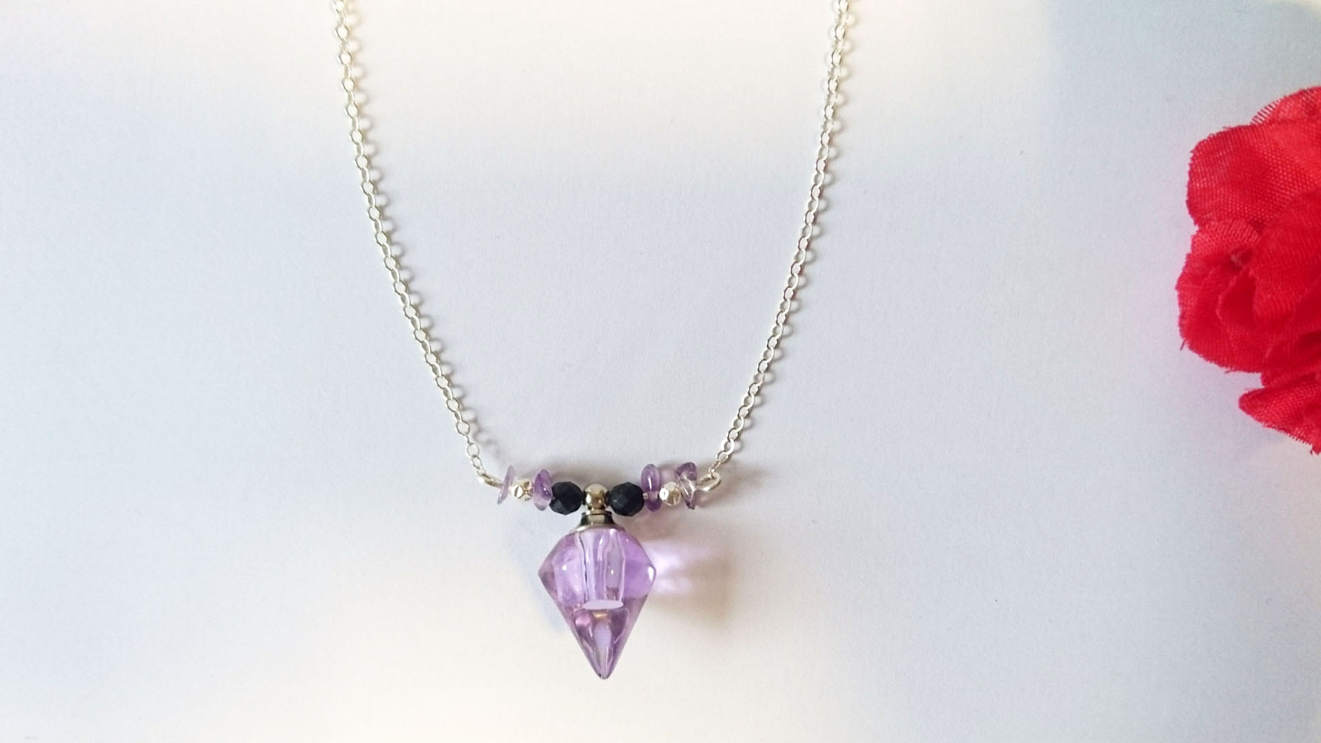 collier fiole améthyste onyx noir