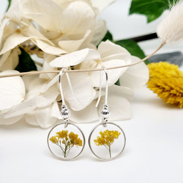 Boucles d'oreilles argent 925 fleur corbeille d'or de face